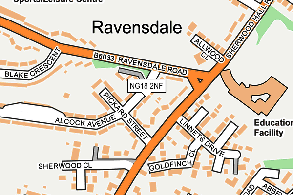 NG18 2NF map - OS OpenMap – Local (Ordnance Survey)