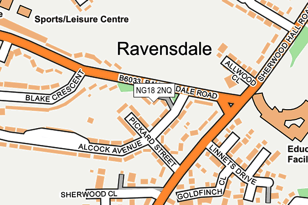 NG18 2NQ map - OS OpenMap – Local (Ordnance Survey)