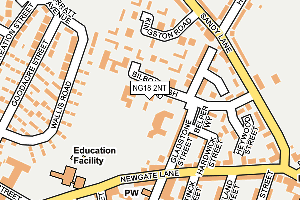 NG18 2NT map - OS OpenMap – Local (Ordnance Survey)