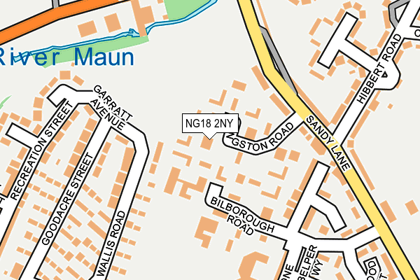 NG18 2NY map - OS OpenMap – Local (Ordnance Survey)