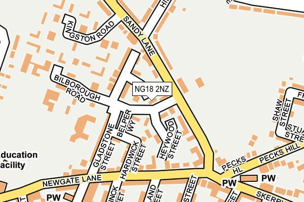 NG18 2NZ map - OS OpenMap – Local (Ordnance Survey)