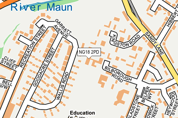 NG18 2PD map - OS OpenMap – Local (Ordnance Survey)