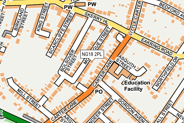 NG18 2PL map - OS OpenMap – Local (Ordnance Survey)