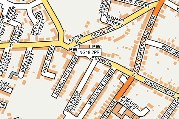 NG18 2PR map - OS OpenMap – Local (Ordnance Survey)