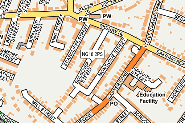 NG18 2PS map - OS OpenMap – Local (Ordnance Survey)