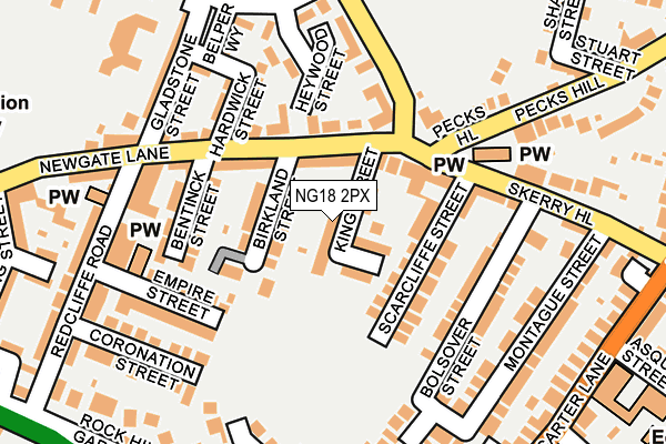 NG18 2PX map - OS OpenMap – Local (Ordnance Survey)