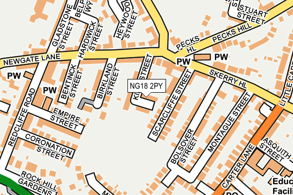 NG18 2PY map - OS OpenMap – Local (Ordnance Survey)