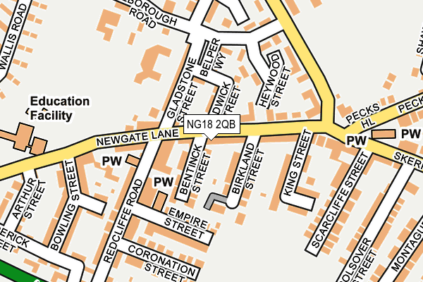 NG18 2QB map - OS OpenMap – Local (Ordnance Survey)