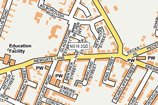 NG18 2QD map - OS OpenMap – Local (Ordnance Survey)