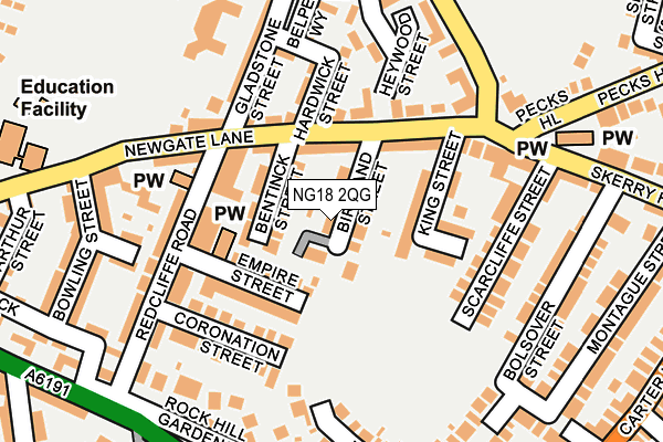 NG18 2QG map - OS OpenMap – Local (Ordnance Survey)