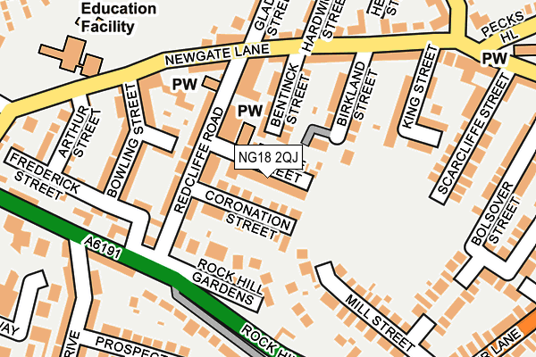 NG18 2QJ map - OS OpenMap – Local (Ordnance Survey)