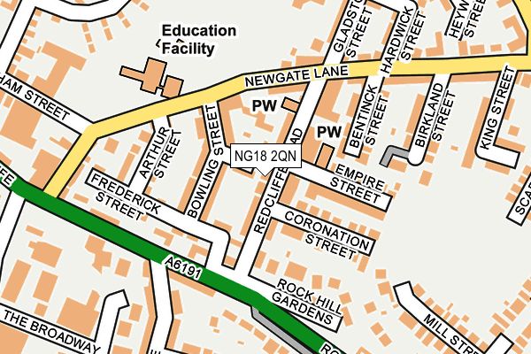 NG18 2QN map - OS OpenMap – Local (Ordnance Survey)