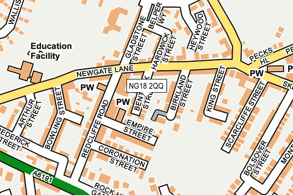 NG18 2QQ map - OS OpenMap – Local (Ordnance Survey)