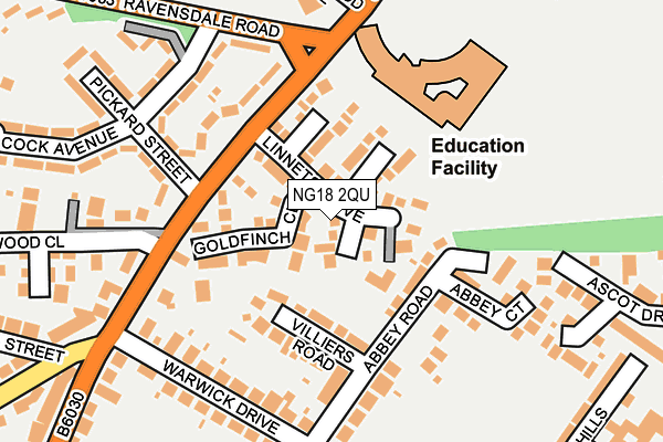 NG18 2QU map - OS OpenMap – Local (Ordnance Survey)