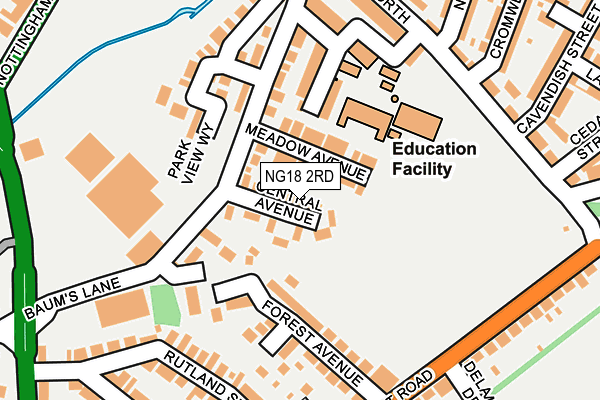 NG18 2RD map - OS OpenMap – Local (Ordnance Survey)