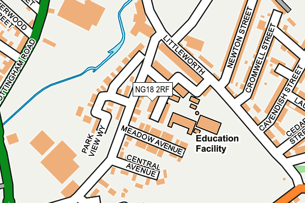 NG18 2RF map - OS OpenMap – Local (Ordnance Survey)