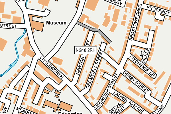 NG18 2RH map - OS OpenMap – Local (Ordnance Survey)