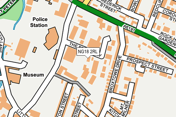 NG18 2RL map - OS OpenMap – Local (Ordnance Survey)