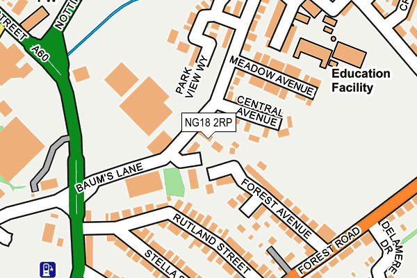 NG18 2RP map - OS OpenMap – Local (Ordnance Survey)
