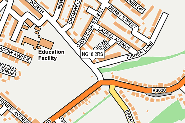 NG18 2RS map - OS OpenMap – Local (Ordnance Survey)