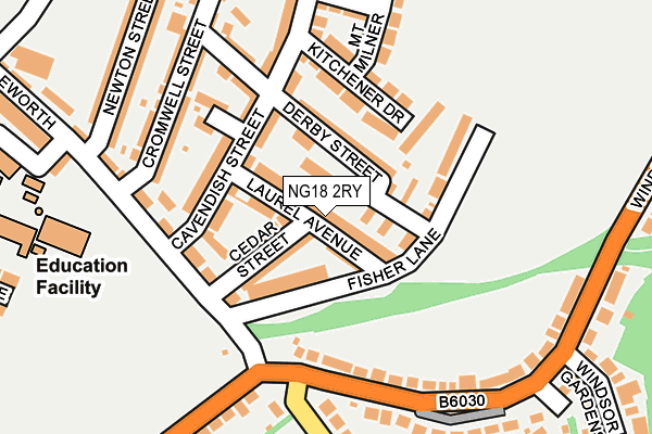 NG18 2RY map - OS OpenMap – Local (Ordnance Survey)