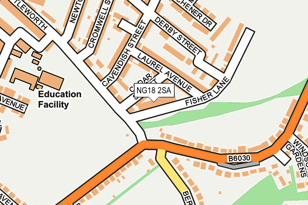 NG18 2SA map - OS OpenMap – Local (Ordnance Survey)