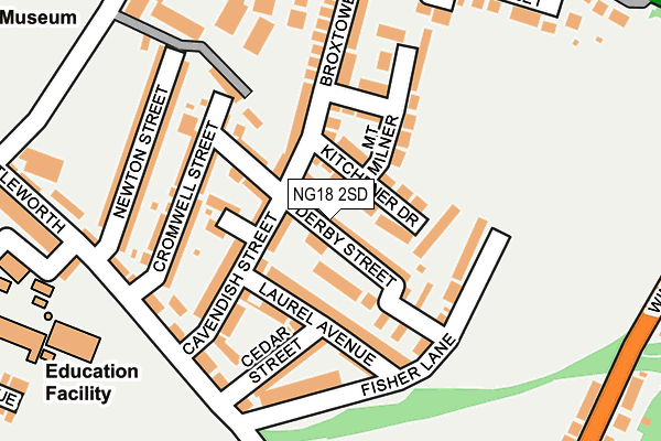 NG18 2SD map - OS OpenMap – Local (Ordnance Survey)