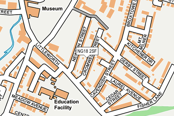 NG18 2SF map - OS OpenMap – Local (Ordnance Survey)