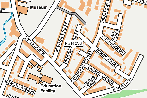 NG18 2SG map - OS OpenMap – Local (Ordnance Survey)