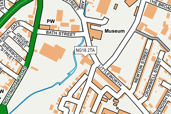 NG18 2TA map - OS OpenMap – Local (Ordnance Survey)