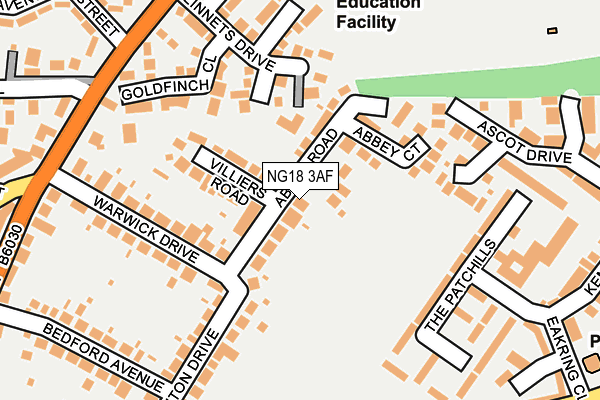 NG18 3AF map - OS OpenMap – Local (Ordnance Survey)