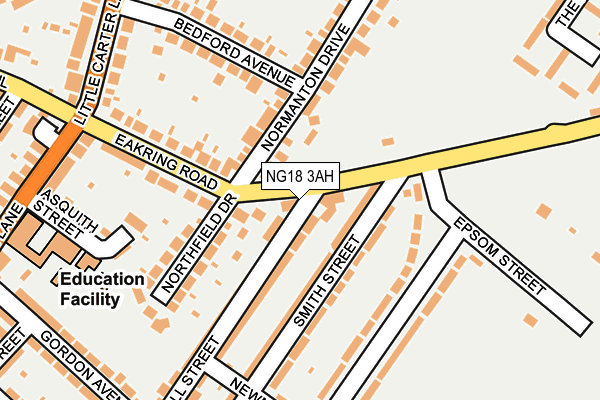 NG18 3AH map - OS OpenMap – Local (Ordnance Survey)