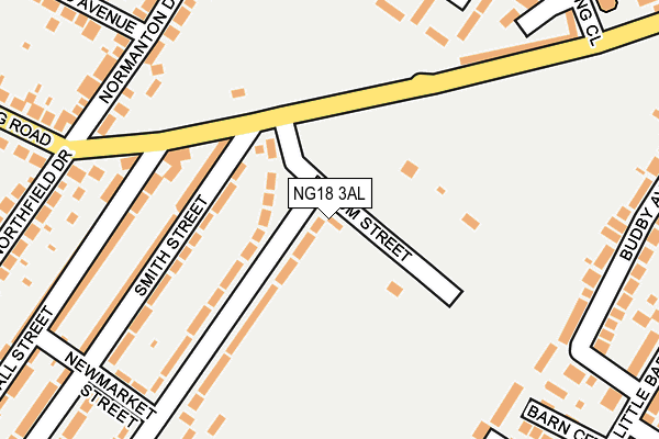 NG18 3AL map - OS OpenMap – Local (Ordnance Survey)