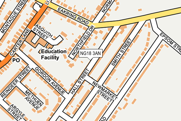 NG18 3AN map - OS OpenMap – Local (Ordnance Survey)