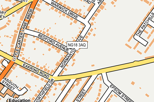 NG18 3AQ map - OS OpenMap – Local (Ordnance Survey)