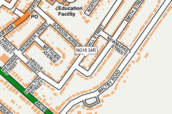 NG18 3AR map - OS OpenMap – Local (Ordnance Survey)