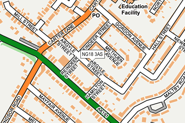 NG18 3AS map - OS OpenMap – Local (Ordnance Survey)