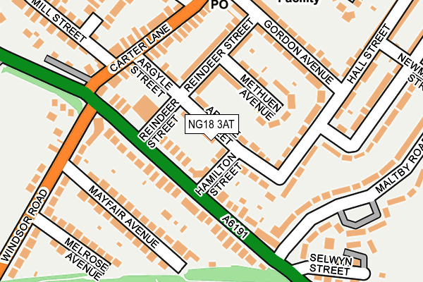 NG18 3AT map - OS OpenMap – Local (Ordnance Survey)