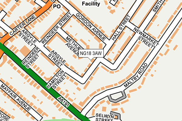 NG18 3AW map - OS OpenMap – Local (Ordnance Survey)