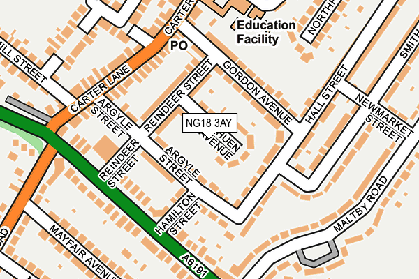 NG18 3AY map - OS OpenMap – Local (Ordnance Survey)