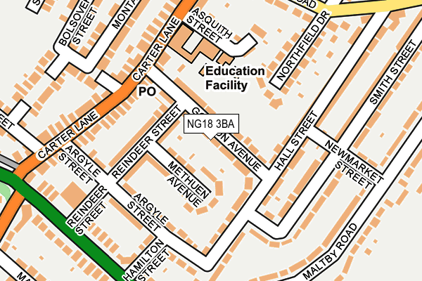 NG18 3BA map - OS OpenMap – Local (Ordnance Survey)