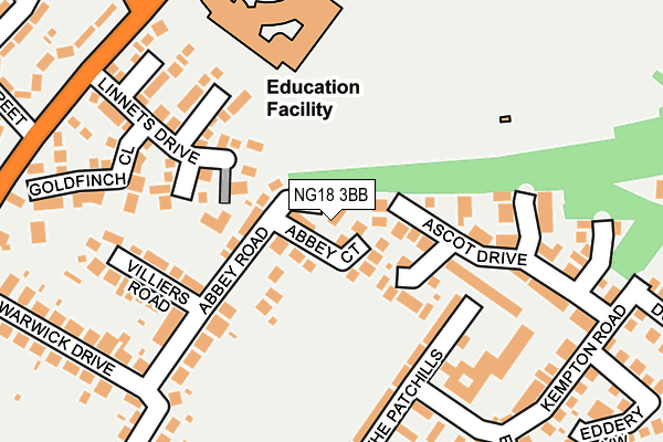 NG18 3BB map - OS OpenMap – Local (Ordnance Survey)