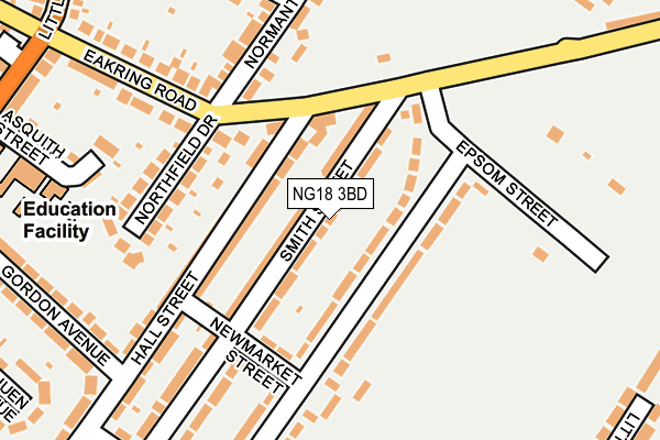 NG18 3BD map - OS OpenMap – Local (Ordnance Survey)