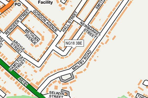 NG18 3BE map - OS OpenMap – Local (Ordnance Survey)