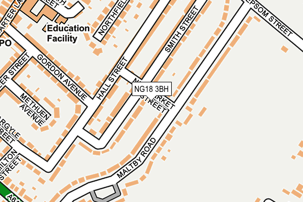 NG18 3BH map - OS OpenMap – Local (Ordnance Survey)