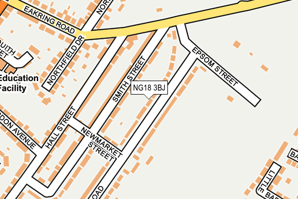 NG18 3BJ map - OS OpenMap – Local (Ordnance Survey)