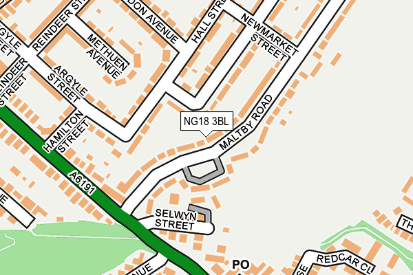 NG18 3BL map - OS OpenMap – Local (Ordnance Survey)