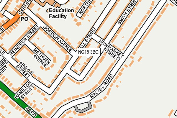 NG18 3BQ map - OS OpenMap – Local (Ordnance Survey)