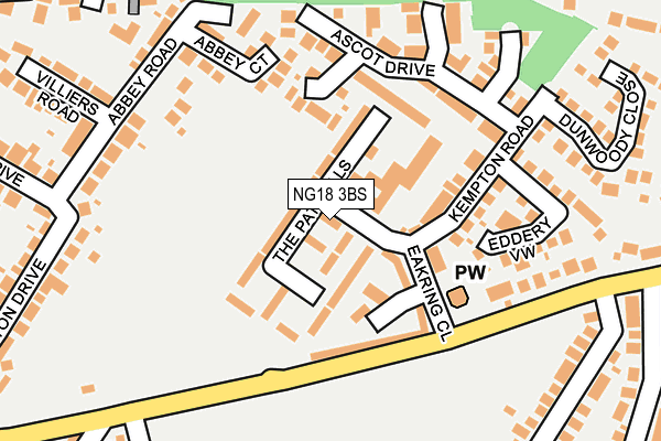 NG18 3BS map - OS OpenMap – Local (Ordnance Survey)