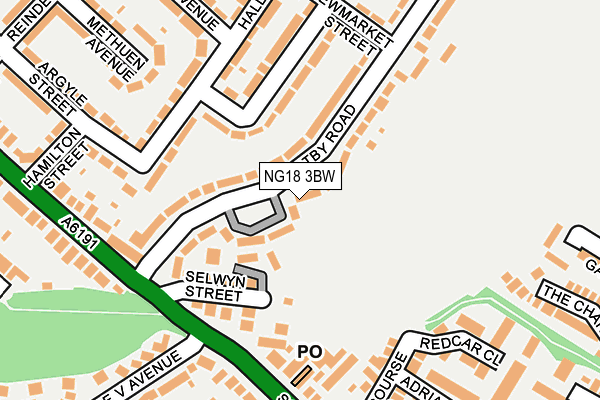 NG18 3BW map - OS OpenMap – Local (Ordnance Survey)